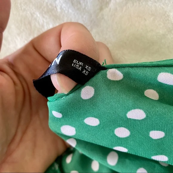 SHEIN x Madelaine Petsch Surplice Wrap Tie Waist Green Polka Dot Dress Size XS - Picture 12 of 14